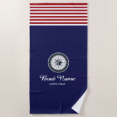 船パーソナライズされた名 ビーチタオル (正面)
