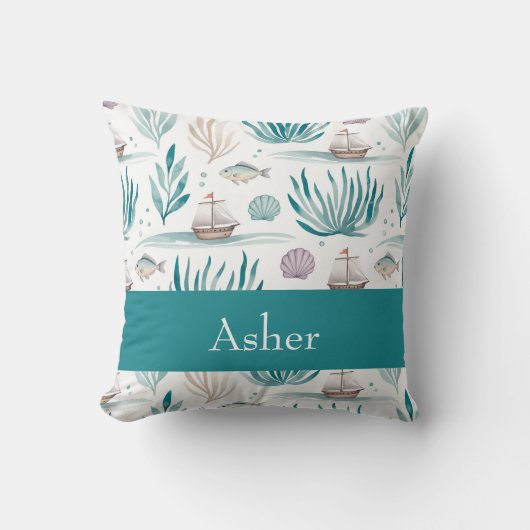 船パーソナライズされた航海の船と船船 クッション (正面)