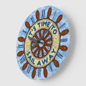 船ヘルムウッドホイールブルー航海のマップセイル遠くに ラージ壁時計 (傾斜)