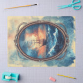 船上のストーミーシーロープデコペ縁どージ 薄葉紙 (クラフト)