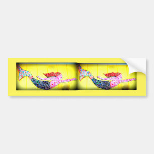 船上のピンクモザイク人魚 バンパーステッカー