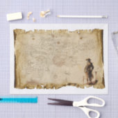 船上の切り離しカリブのの古い地図 薄葉紙 (クラフト)