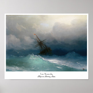 船上ストミーシーズIvan Aivazovsky seascape storm ポスター