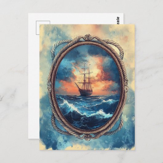 船上ストーミーシーロープアー縁どト ポストカード (正面/裏面)