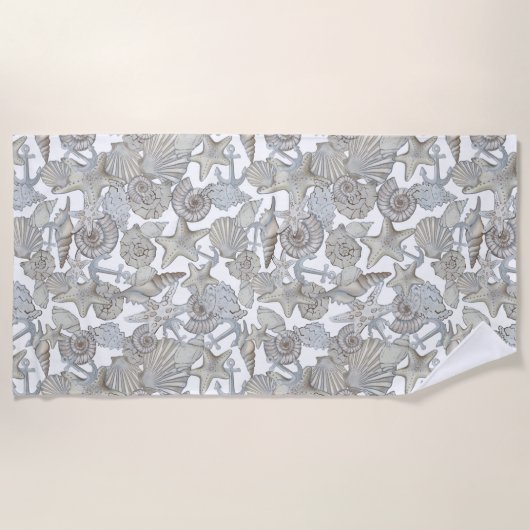 船上及び船いかり宝庫狩りおもしろい ビーチタオル (正面)