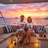 船乗りやボートオーナーへのプレゼントに最適な船と犬のグッズ Tシャツ