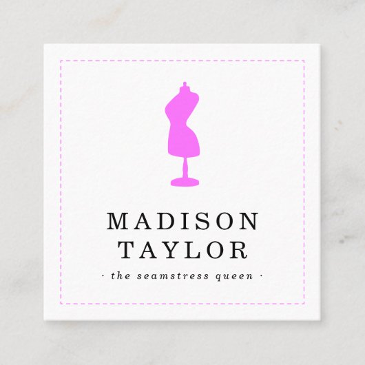 船乗り仕立て |ピンクマネキンQRコードホワイト スクエア名刺 (正面)