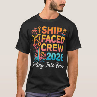 船乗り顔のクルー 一緒に家族でクルーズを楽しむ仲間たち Tシャツ