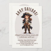 船乗り！ガールパイレーツ誕生日招待状 招待状 (正面/裏面)