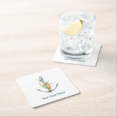 船名付き航海の乗馬及びいかり スクエアペーパーコースター (インサイチュ)