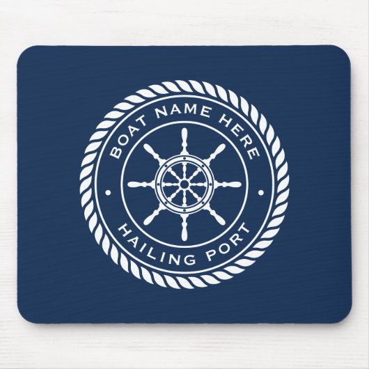 船名及び航海の寄港船の車輪 マウスパッド (正面)