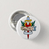 船員の入れ墨-握手及び短剣-ボタン 缶バッジ (正面&裏面)