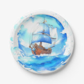 船員の歓迎:男の子航海のの赤ちゃんシャワー ペーパープレート (正面)