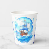船員の歓迎：男の子航海のの赤ちゃんシャワー 紙コップ (正面)