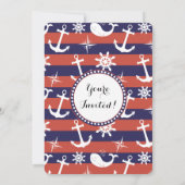 船員の航海のな濃紺および赤Graduatonはパーティを楽しみます 招待状 (裏面)