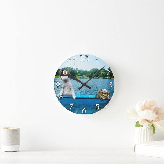 船員猫 ラウンド壁時計 (ホーム)