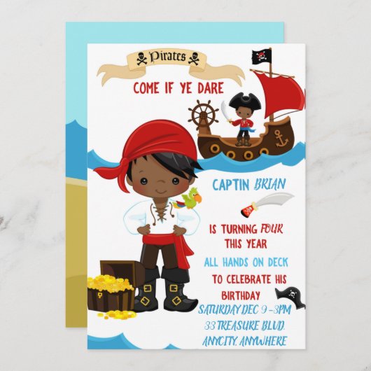 船員誕生日招待状カード (正面/裏面)