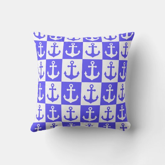 船市松模様にいかりパターン – 海青 クッション (裏面)