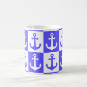 船市松模様にいかりパターン – 海青 コーヒーマグカップ (中央)