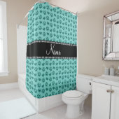 船底パーソナライズされたの緑のハートと足に名前を付ける シャワーカーテン (インサイチュ)