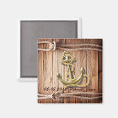 船着き場 木製ビーチ アンカー 海事系 セーブ・ザ・デート マグネット (正面/裏面)