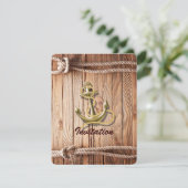 船着き場 木製 砂浜 アンカー 海事 結婚式 招待状 (スタンド正面)