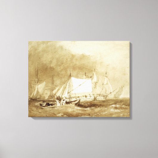 船積みシーン、漁師とc.1815-20 (ブラシと キャンバスプリント (正面)