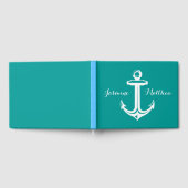 船航海のいかりティール（緑がかった色）結婚、ブライダルシャワー ゲストブック (全面)