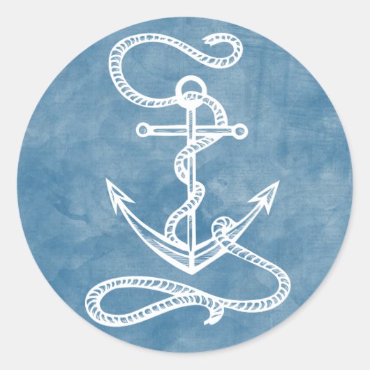 船航海のいかり水彩青海セーラー ラウンドシール (正面)