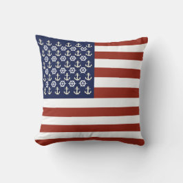 船航海のいかり/車輪/アメリカ国旗ストライプ クッション