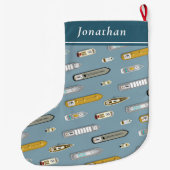 船航海のが川に沿って船を運ぶ ラージクリスマスストッキング (裏面)