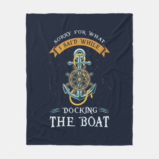 船航海ののいかりとロープをドッキングするメッセージ フリースブランケット (正面)