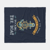 船航海ののいかりとロープをドッキングするメッセージ フリースブランケット (正面(横))