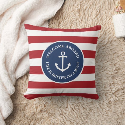 船航海のストライプのの枕の方が命だ クッション (ブランケット)