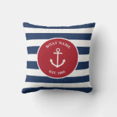 船航海のストライプのの枕の方が命だ クッション (裏面)