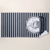 船航海のパーソナライズされた名 ビーチタオル (正面)