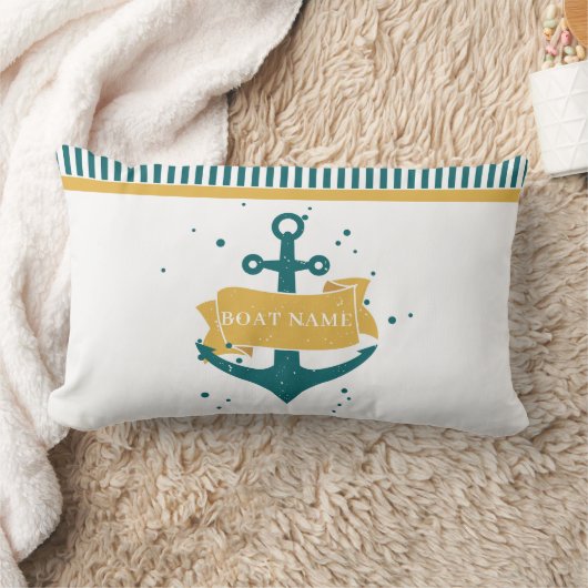 船航海のパーソナライズされた名 ランバークッション (ブランケット)
