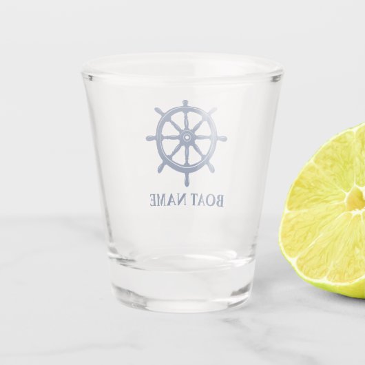 船航海の名で車輪の舵 ショットグラス (裏面)