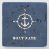 船航海の名のコンパスいかり ストーンコースター (正面)