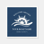 船航海の名の船のホイールへようこそ スタンダードカクテルナプキン (正面)