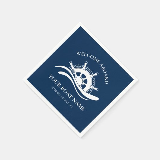 船航海の名の船のホイールへようこそ スタンダードカクテルナプキン (角)