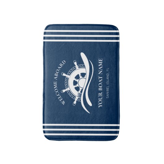 船航海の名の船のホイールへようこそ バスマット (正面縦)