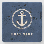 船航海の名を青に付けた海いかり ストーンコースター (正面)