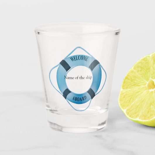 船航海の名ショットでホイールヘルムを操縦 ショットグラス (正面)