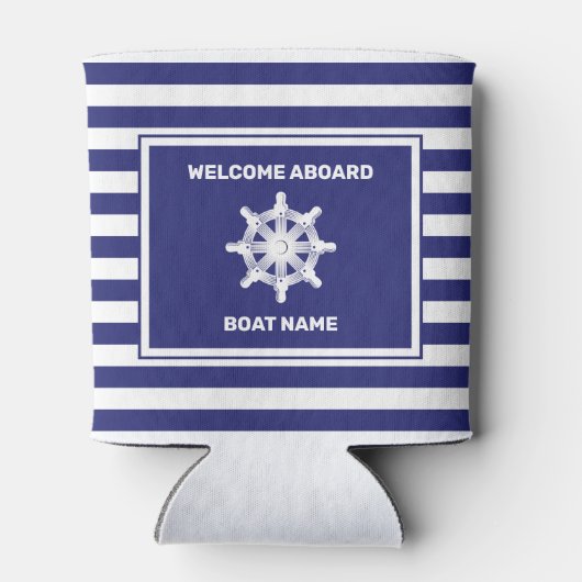 船航海の名ネイビーブルーストライプのクール 缶クーラー (裏面)