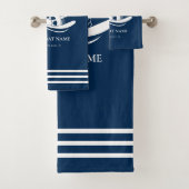 船航海の名ネイビーブルー船輪 バスタオルセット (インサイチュ)