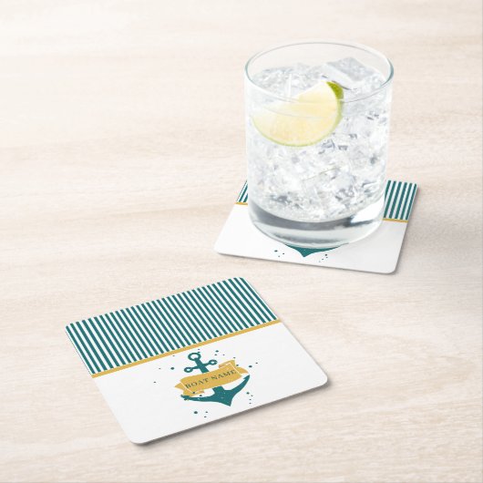 船航海の名パーソナライズされた スクエアペーパーコースター (インサイチュ)