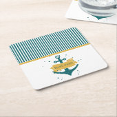 船航海の名パーソナライズされた スクエアペーパーコースター (アングル)