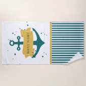 船航海の名パーソナライズされた ビーチタオル (正面)