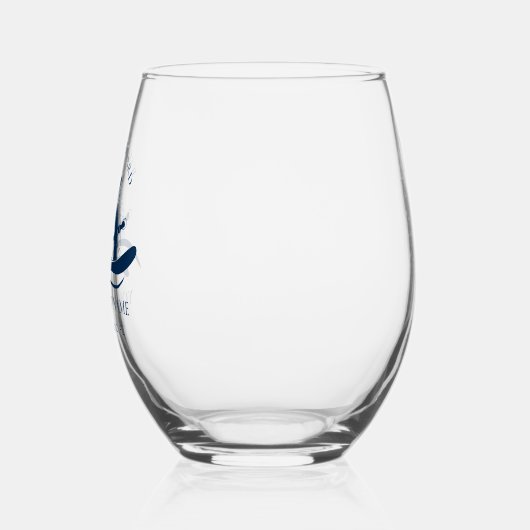 船航海の名船車海軍ブルー ステムなしワイングラス (左)